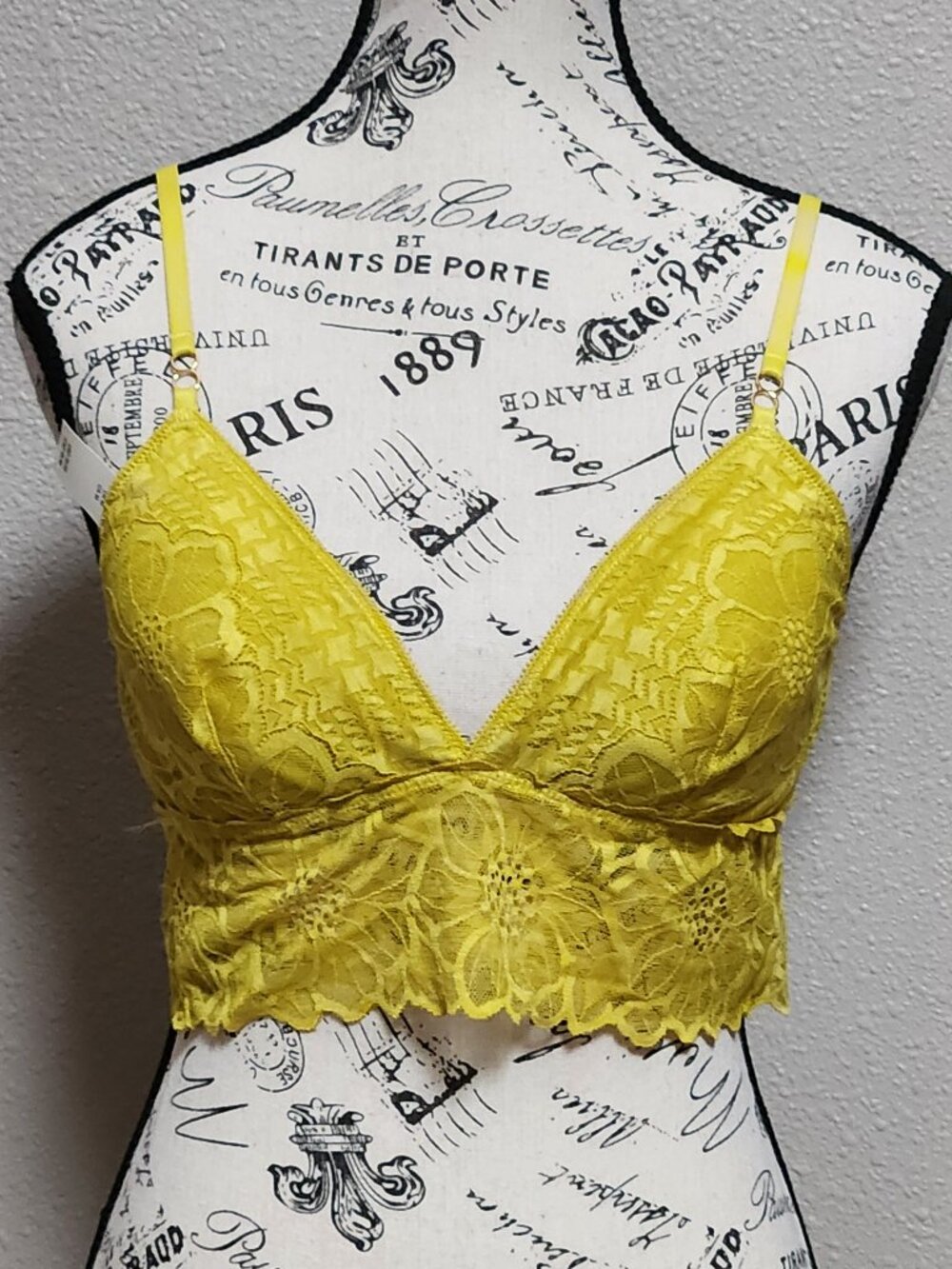 AERIE - Lace Padded Bra Top Bralette Yellow Gold - NEW NWT